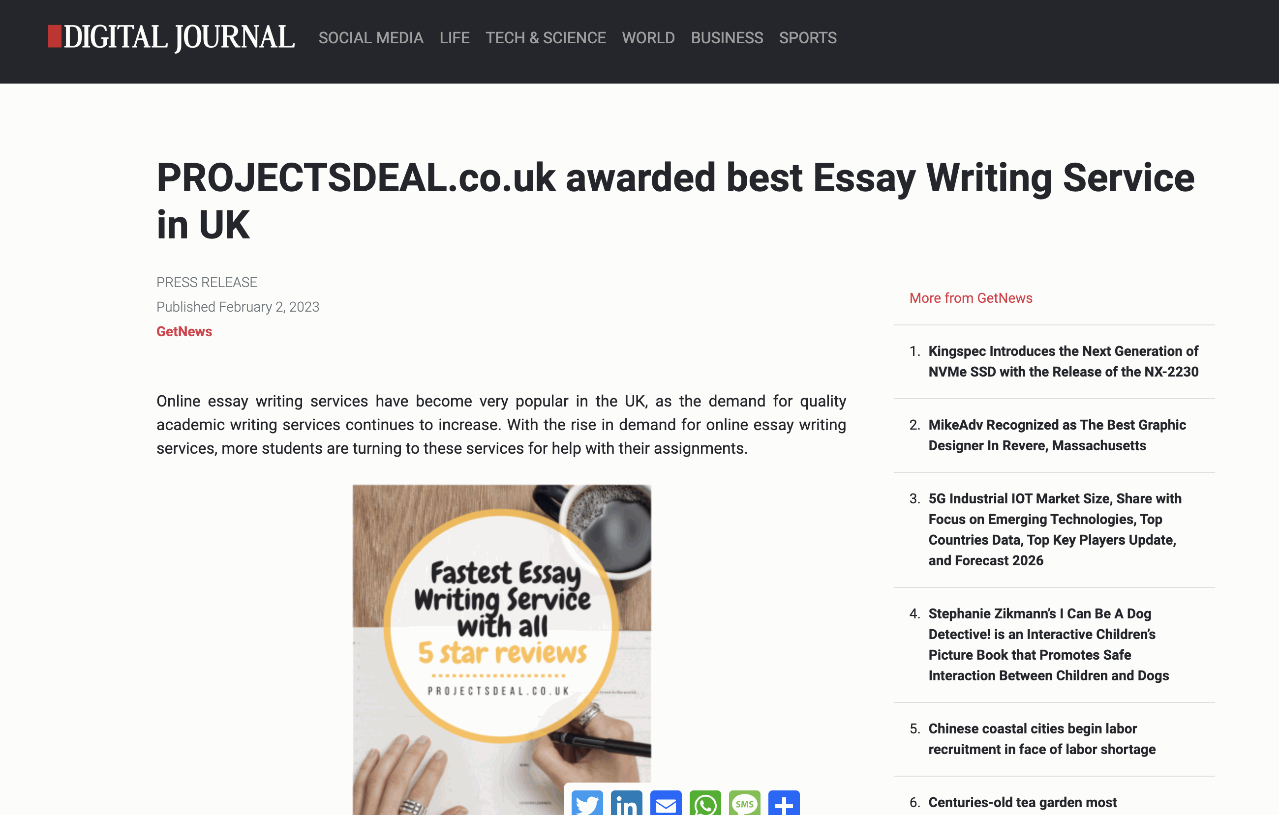 Digital Journal - Dissertation Writing Service UK